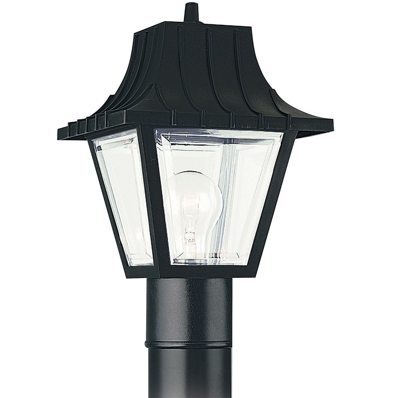 Generation Lighting 8275-32 Polycarbonate Outdoor One Light Outdoor Post Lantern, Black