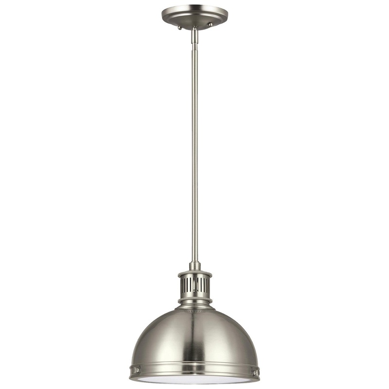 Generation Lighting 65085-962 Pratt Street Metal One Light Pendant, Brushed Nickel