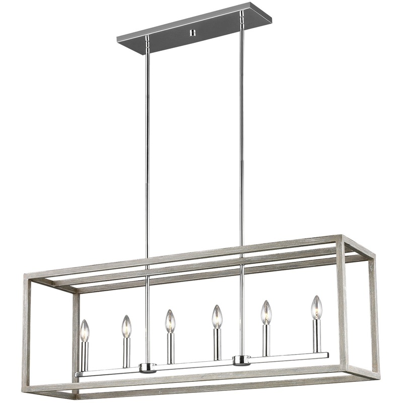 Generation Lighting 6634506-872 Moffet Street Six Light Island Pendant, Washed Pine