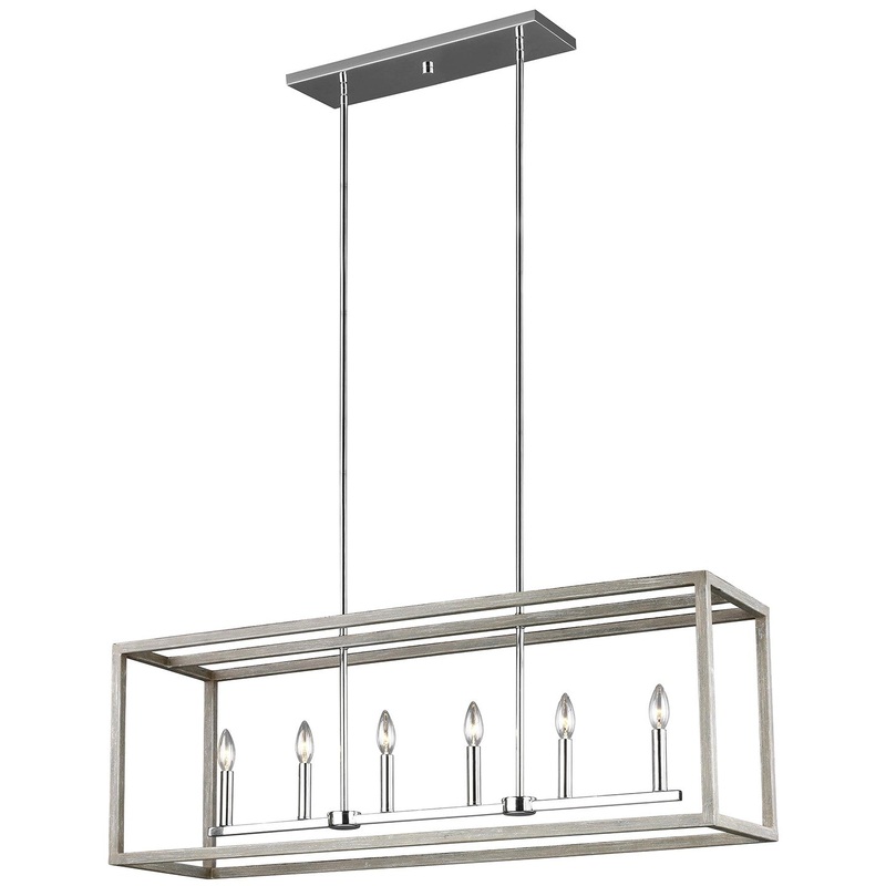 Generation Lighting 6634506EN-872 Moffet Street Six Light Island Pendant, Washed Pine