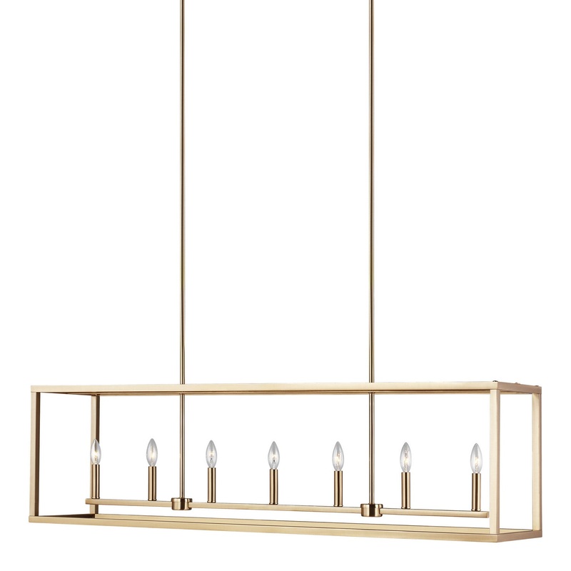 Generation Lighting 6634507-848 Moffet Street Seven Light Island Pendant, Satin Brass