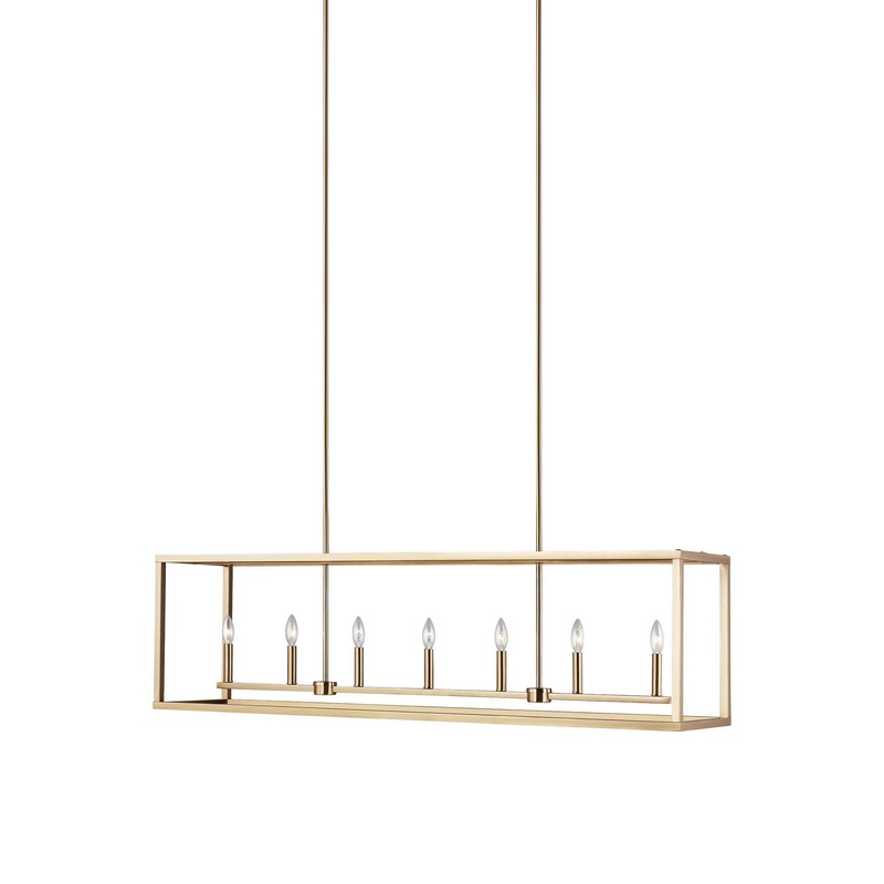 Generation Lighting 6634507EN-848 Moffet Street Seven Light Island Pendant, Satin Brass
