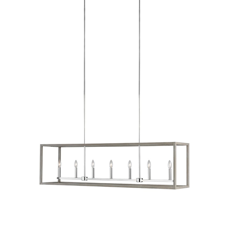 Generation Lighting 6634507EN-872 Moffet Street Seven Light Island Pendant, Washed Pine