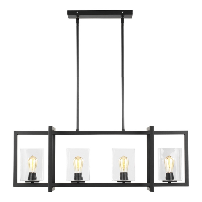 Generation Lighting 6641504-112 Mitte Four Light Island Pendant, Midnight Black