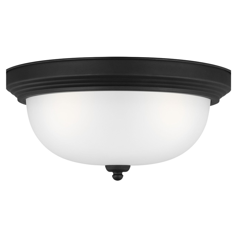 Generation Lighting 77065-112 Geary Three Light Flush Mount, Midnight Black
