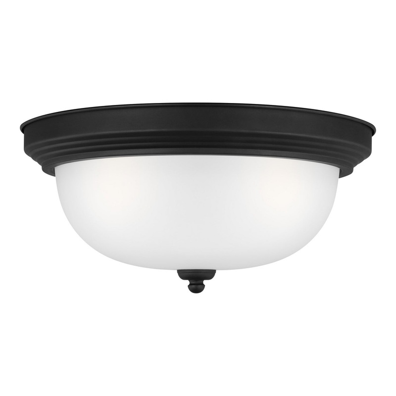 Generation Lighting 77065EN3-112 Geary Three Light Flush Mount, Midnight Black