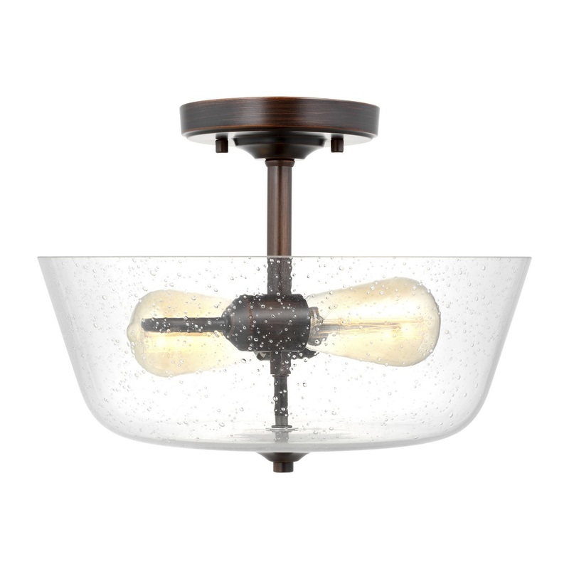 Generation Lighting 7714502-710 Belton Two Light Ceiling Semi-Flush Mount, Bronze