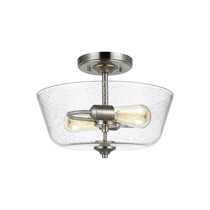 Generation Lighting 7714502-962 Belton Two Light Semi-Flush Mount, Brushed Nickel