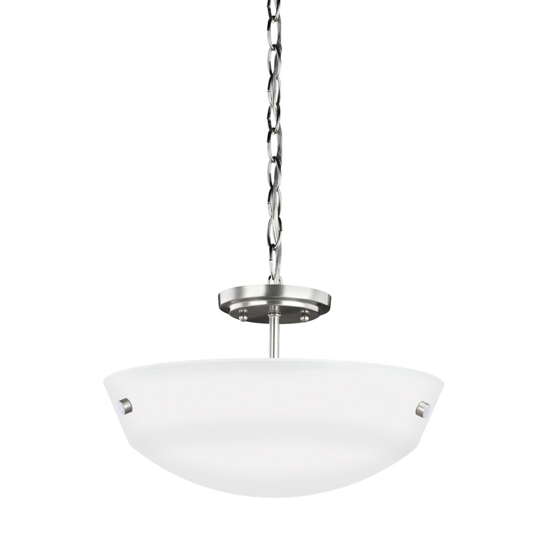Generation Lighting 7715202-962 Kerrville Two Light Semi-Flush Convertible Pendant, Brushed Nickel