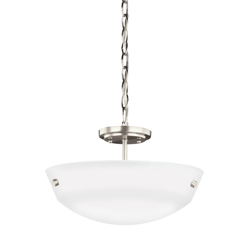 Generation Lighting 7715202EN3-962 Kerrville Two Light Semi-Flush Convertible Pendant, Brushed Nickel