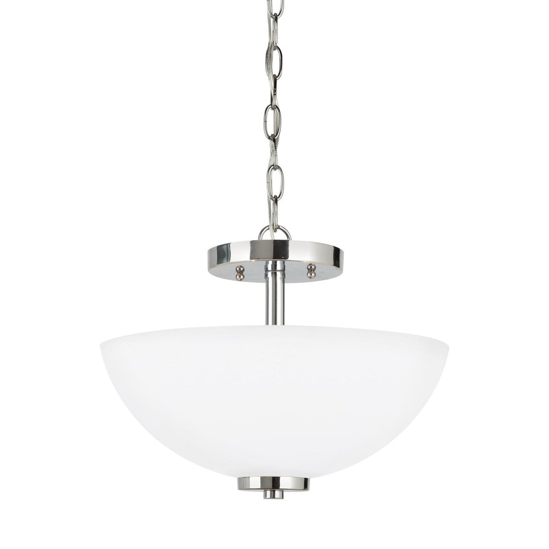 Generation Lighting 77160-05 Oslo Two Light Semi-Flush Convertible Pendant, Chrome