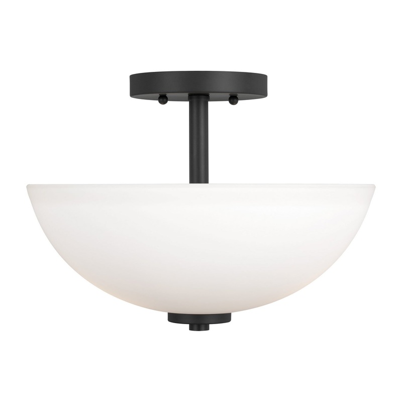 Generation Lighting 77160-112 Oslo Two Light Semi-Flush Convertible Pendant, Midnight Black