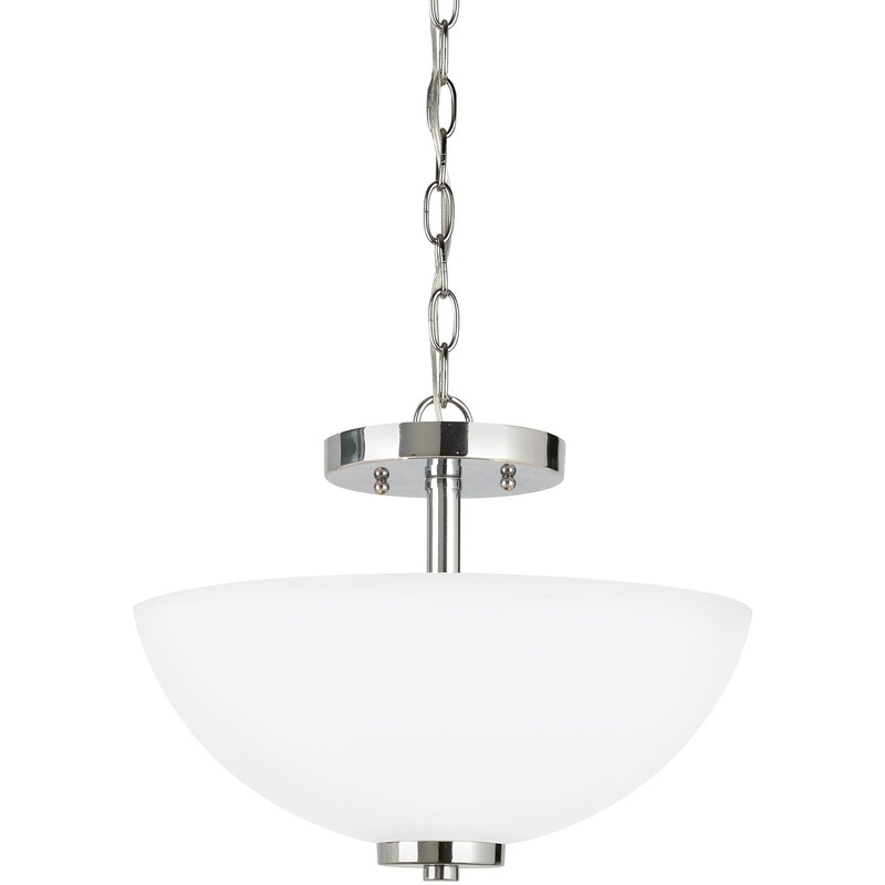 Generation Lighting 77160EN3-05 Oslo Two Light Semi-Flush Convertible Pendant, Chrome