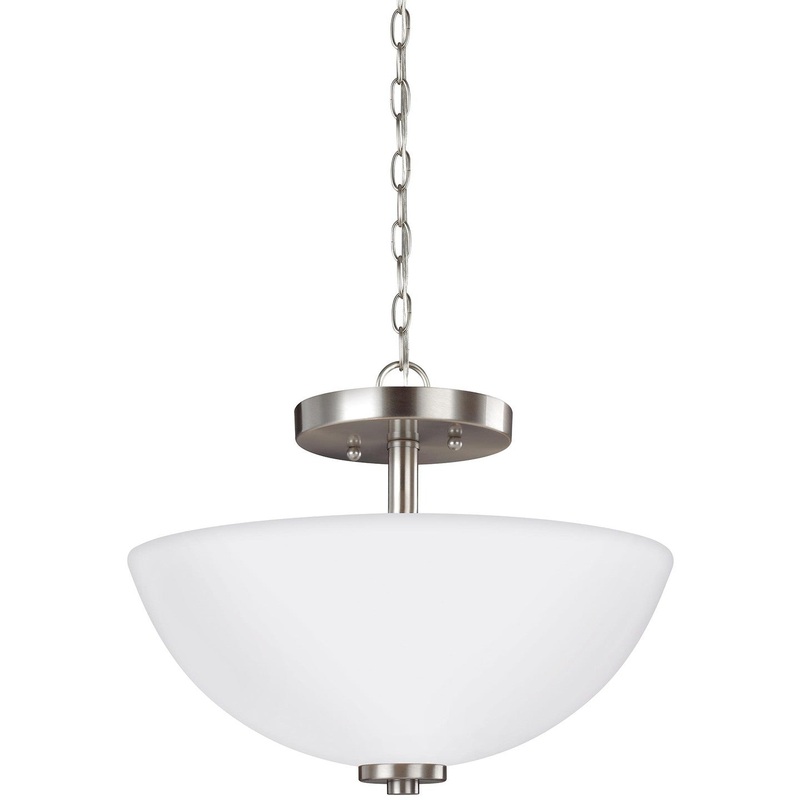 Generation Lighting 77160EN3-962 Oslo Two Light Semi-Flush Convertible Pendant, Brushed Nickel