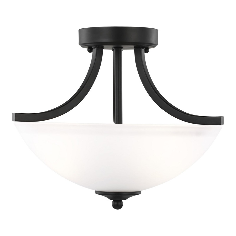 Generation Lighting 7716502-112 Geary Two Light Semi-Flush Convertible Pendant, Midnight Black