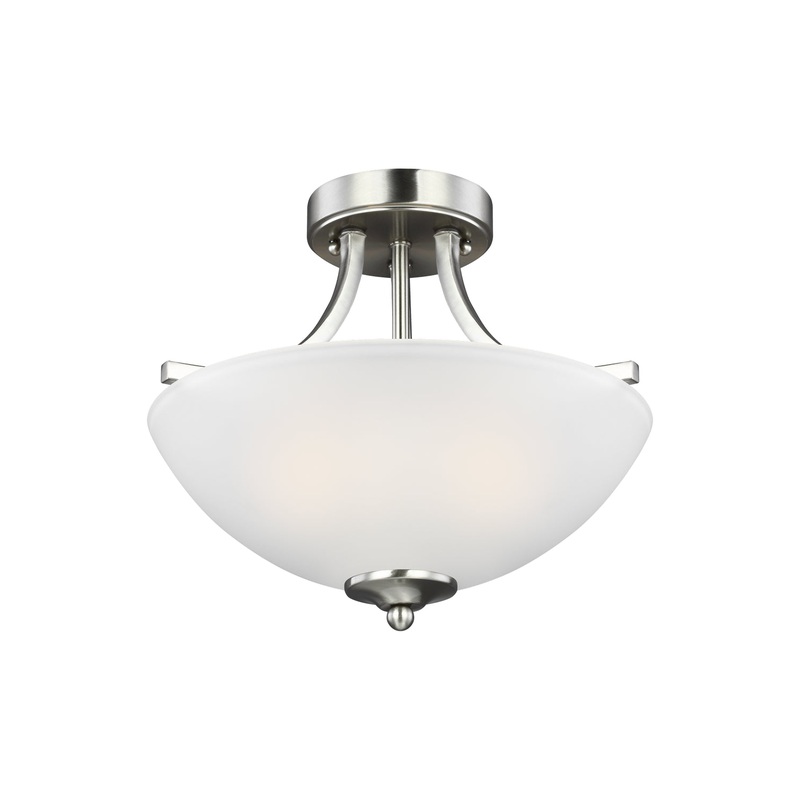 Generation Lighting 7716502-962 Geary Two Light Semi-Flush Convertible Pendant, Brushed Nickel