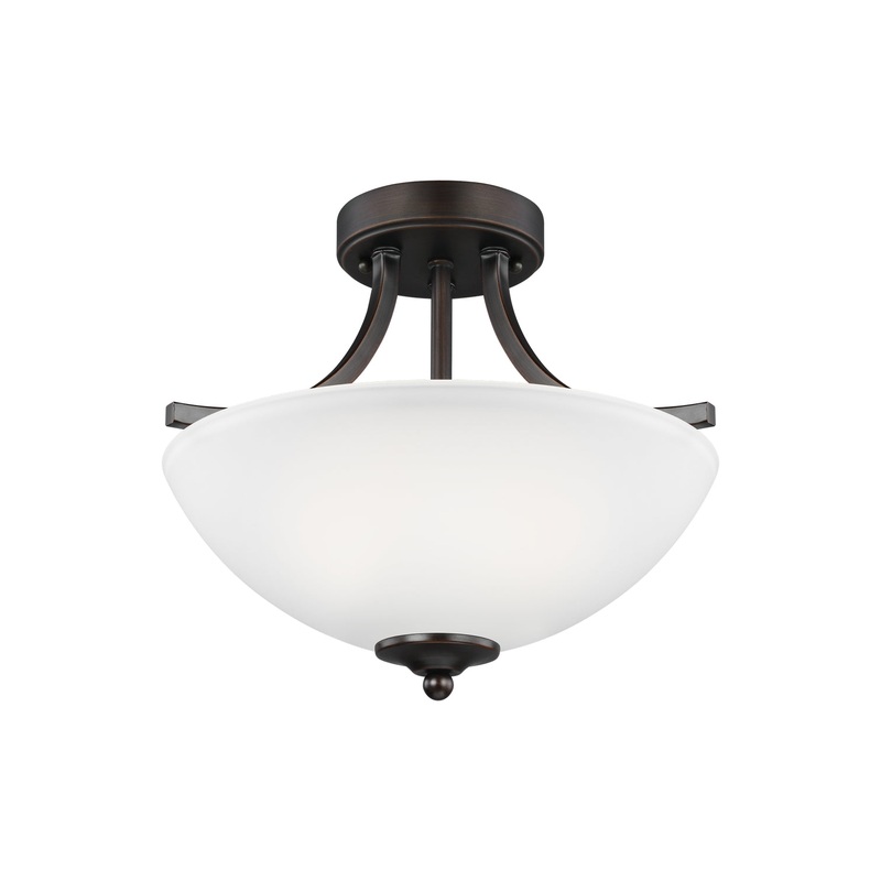 Generation Lighting 7716502EN3-710 Geary Two Light Semi-Flush Convertible Pendant, Bronze