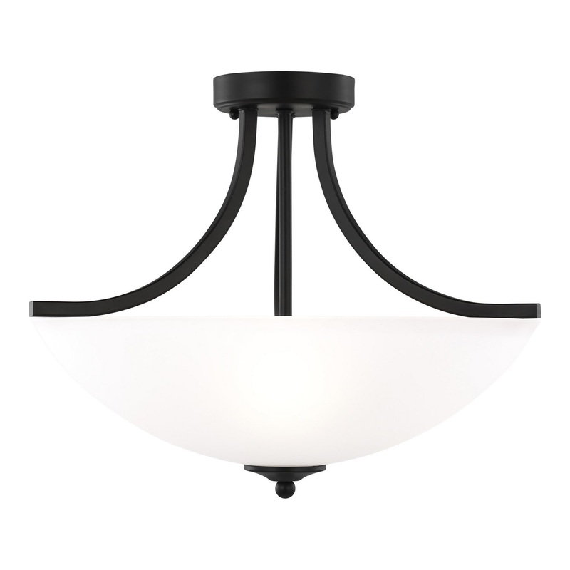 Generation Lighting 7716503-112 Geary Three Light Semi-Flush Convertible Pendant, Midnight Black