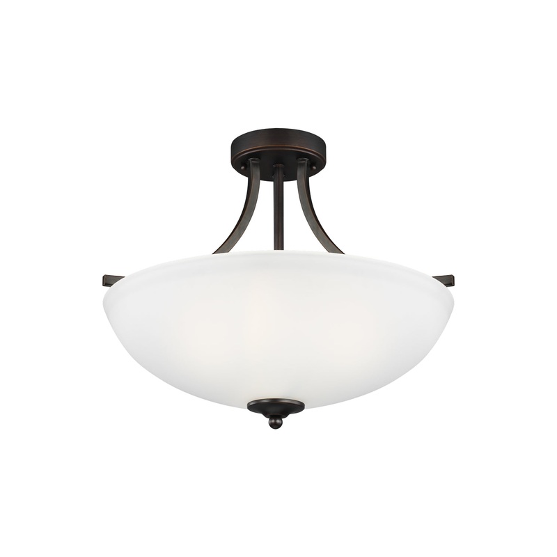 Generation Lighting 7716503-710 Geary Three Light Semi-Flush Convertible Pendant, Bronze