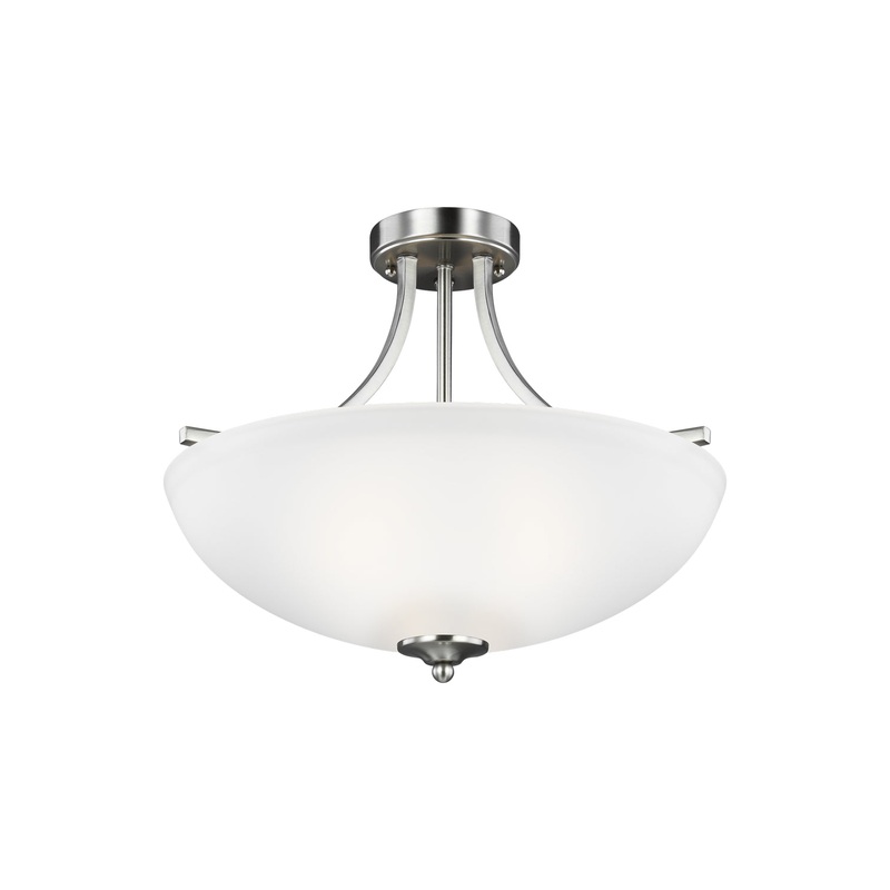 Generation Lighting 7716503EN3-962 Geary Three Light Semi-Flush Convertible Pendant, Brushed Nickel