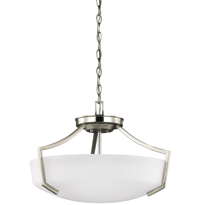 Generation Lighting 7724503EN3-962 Hanford Three Light Semi-Flush Convertible Pendant, Brushed Nickel