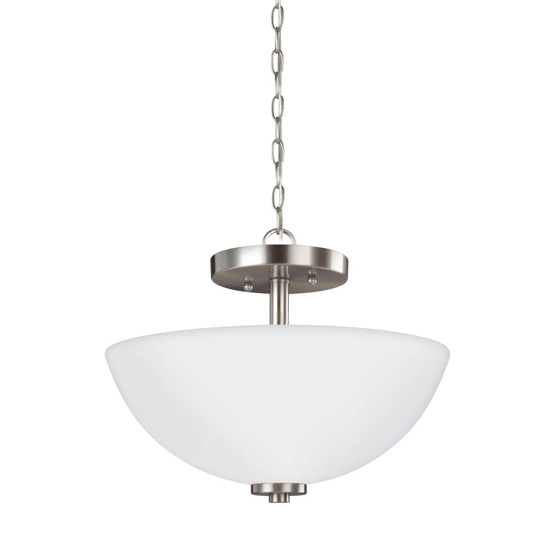 Generation Lighting 77160-962 Oslo Two Light Semi-Flush Convertible Pendant, Brushed Nickel
