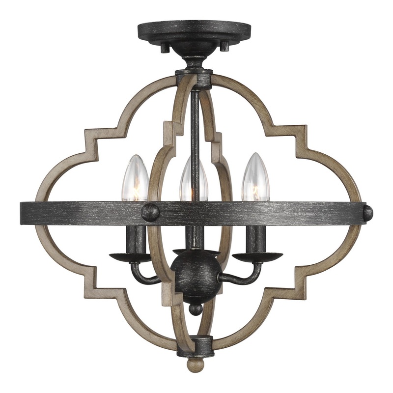 Generation Lighting 7724903-846 Socorro Three Light Semi-Flush Mount, Stardust (Discontinued)