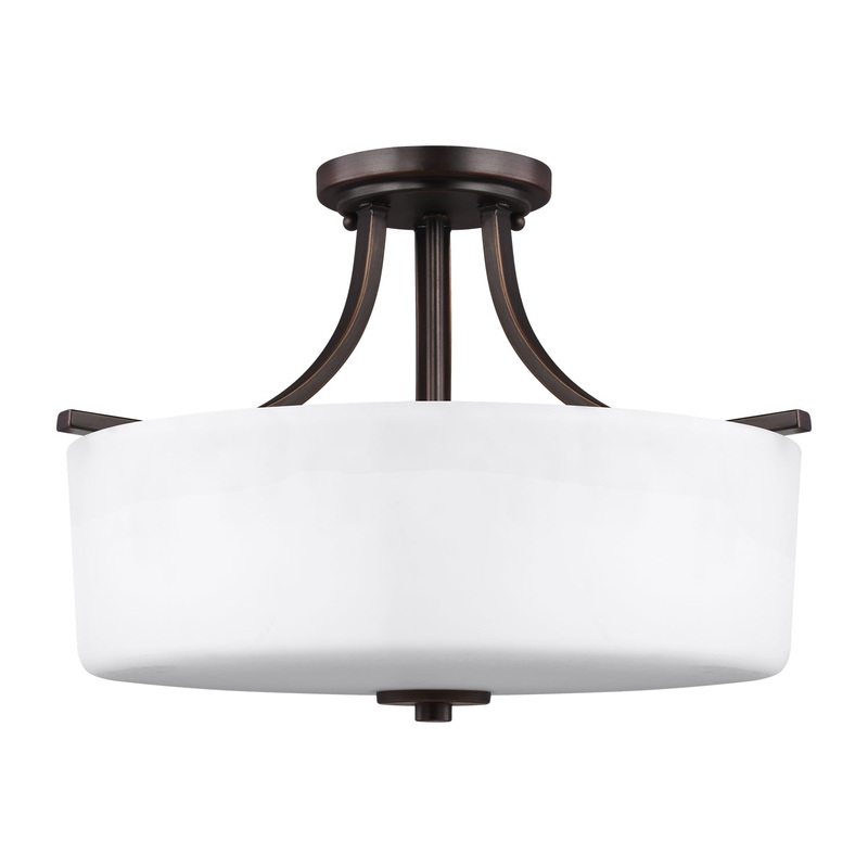 Generation Lighting 7728803-710 Canfield Three Light Semi-Flush Mount, Bronze