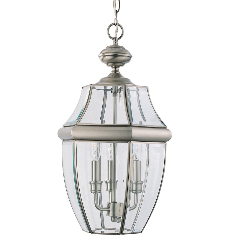 Generation Lighting 6039-965 Lancaster Three Light Outdoor Pendant, Antique Brushed Nickel