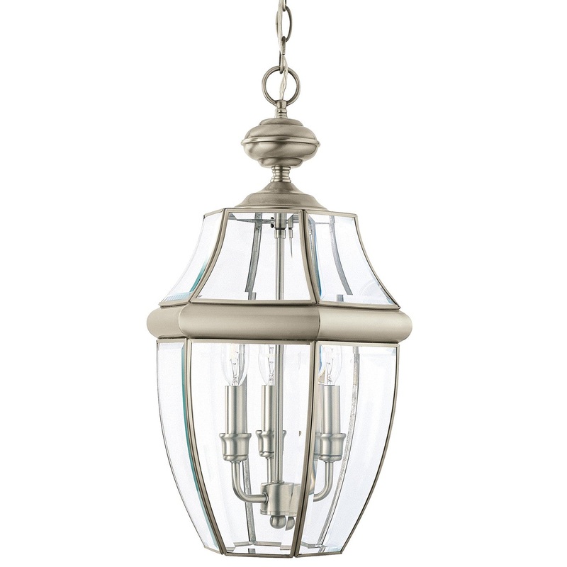 Generation Lighting 6039EN-965 Lancaster Three Light Outdoor Pendant, Antique Brushed Nickel