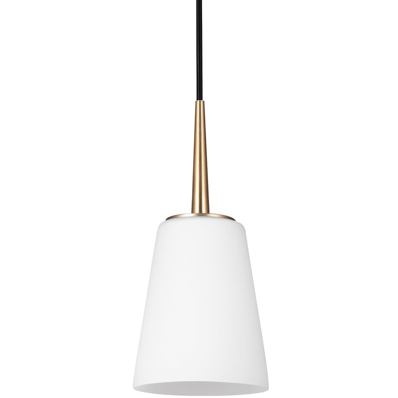 Generation Lighting 6140401-848 Driscoll One Light Mini-Pendant, Satin Brass