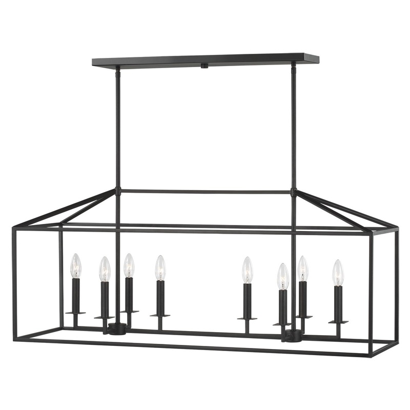 Generation Lighting 6615008-112 Perryton Eight Light Island Pendant, Midnight Black