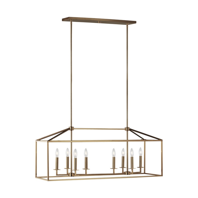 Generation Lighting 6615008-848 Perryton Eight Light Island Pendant, Satin Brass