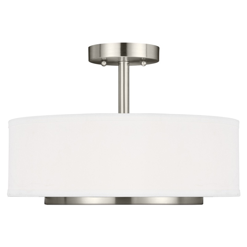 Generation Lighting 7728002EN3-962 Nance Two Light Semi-Flush Convertible Pendant, Brushed Nickel