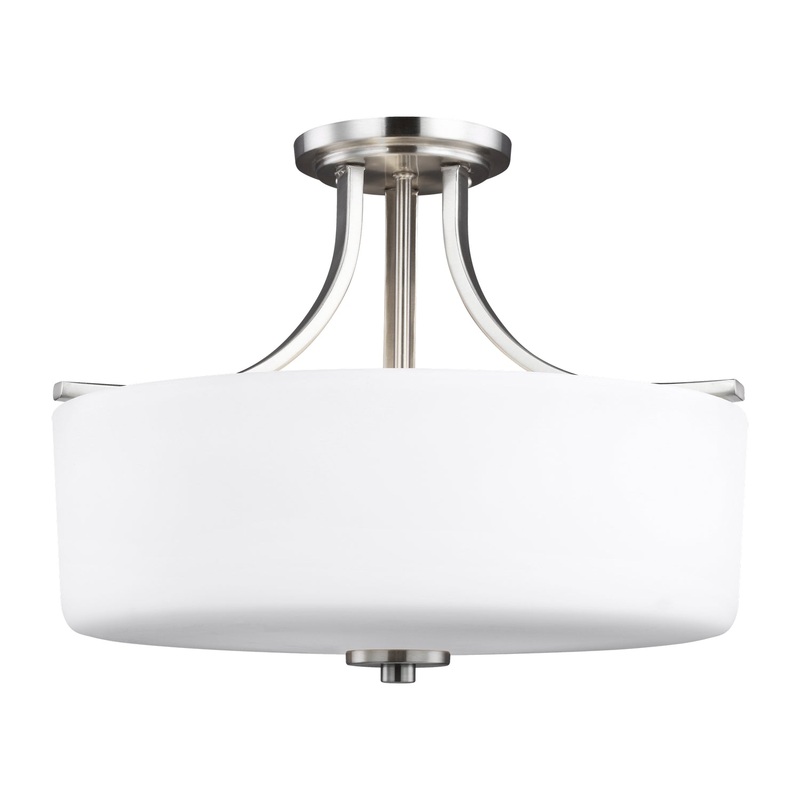 Generation Lighting 7728803-962 Canfield Three Light Semi-Flush Mount, Brushed Nickel