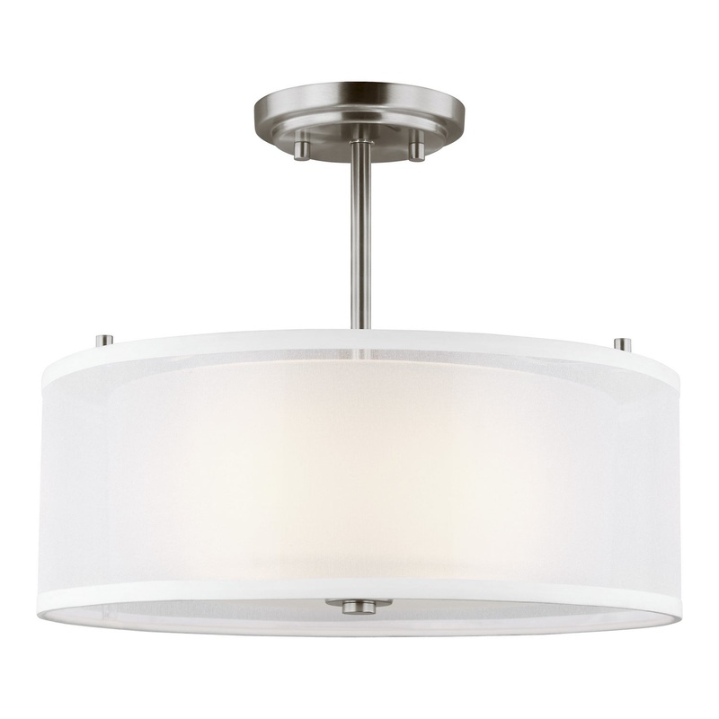Generation Lighting 7737302-962 Elmwood Park Two Light Semi-Flush Mount, Brushed Nickel