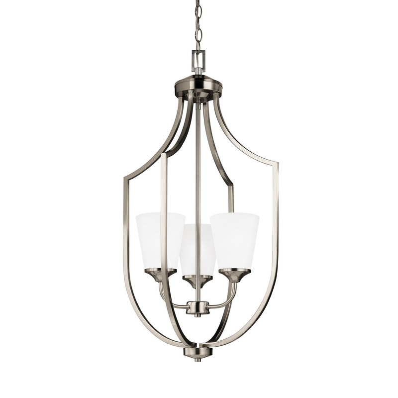 Generation Lighting 5224503EN3-962 Hanford Three Light Hall / Foyer Pendant, Brushed Nickel