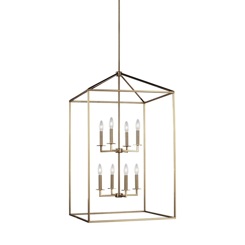 Generation Lighting 5315008-848 Perryton Eight Light Hall / Foyer Pendant, Satin Brass