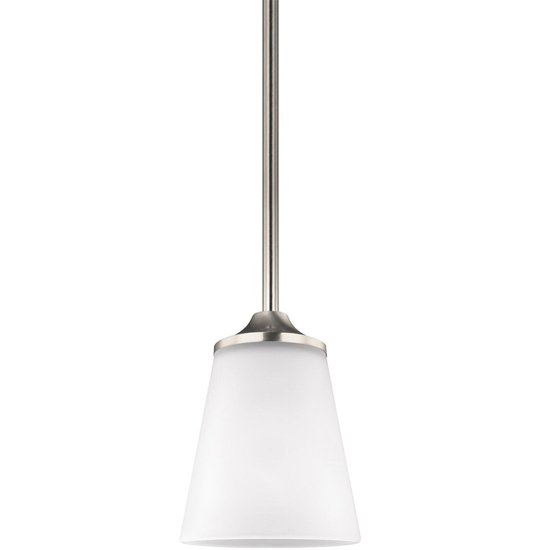 Generation Lighting 6124501-962 Hanford One Light Mini-Pendant, Brushed Nickel