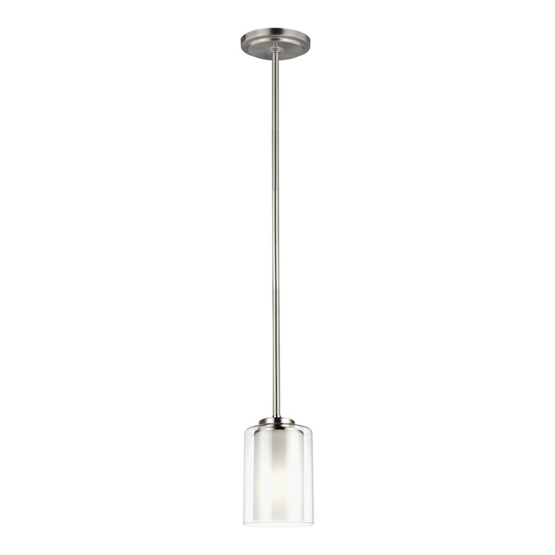 Generation Lighting 6137301EN3-962 Elmwood Park One Light Mini-Pendant, Brushed Nickel