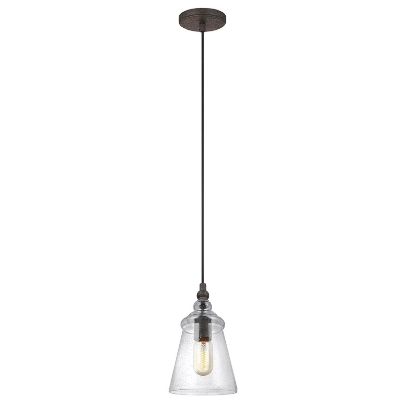 Generation Lighting P1449DWI Loras One Light Pendant, Dark Weathered Iron