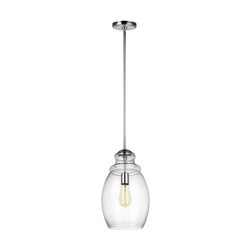Generation Lighting P1484CH Marino One Light Pendant, Chrome