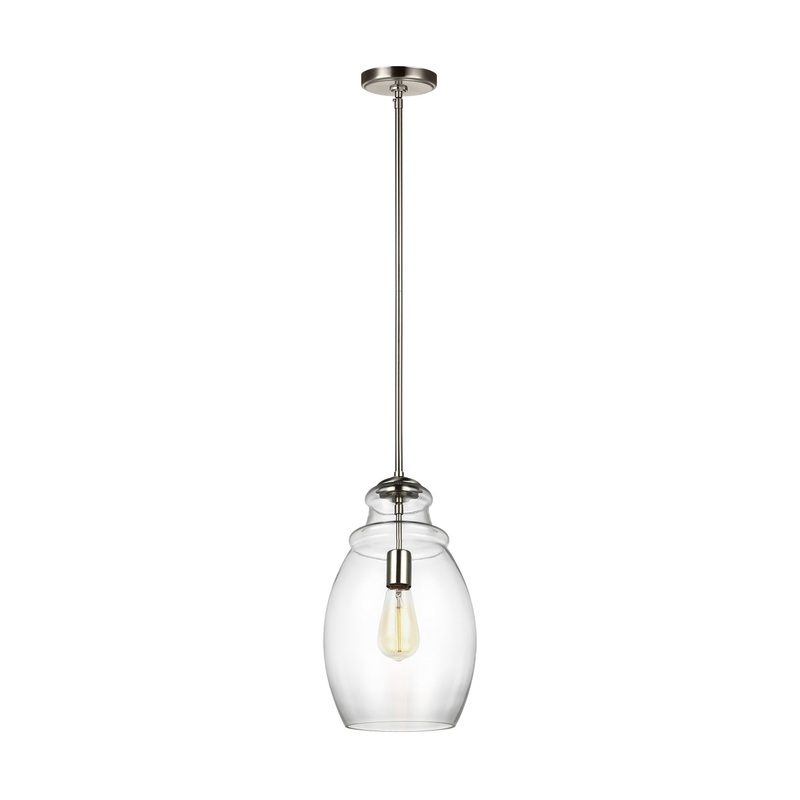 Generation Lighting P1484SN Marino One Light Pendant, Satin Nickel