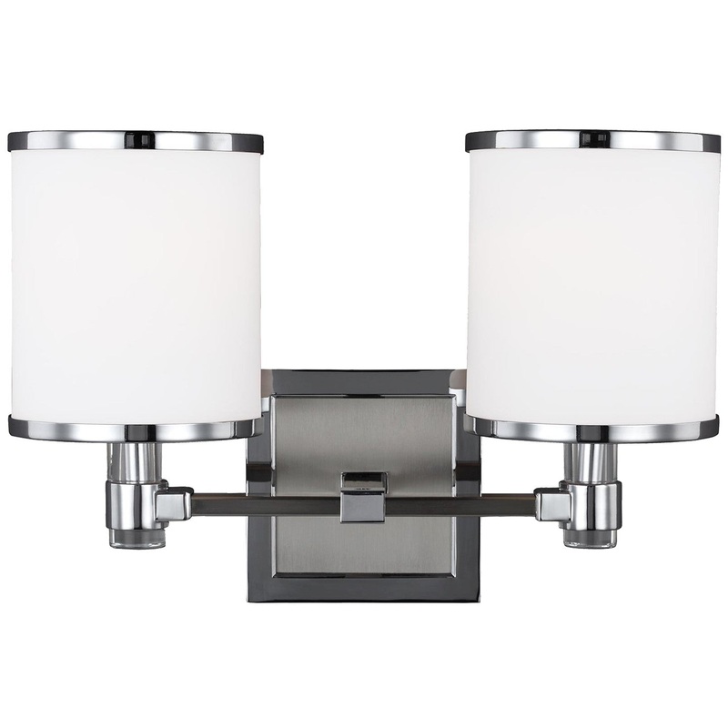 Generation Lighting VS23302SN/CH Prospect Park Two Light Vanity, Satin Nickel / Chrome