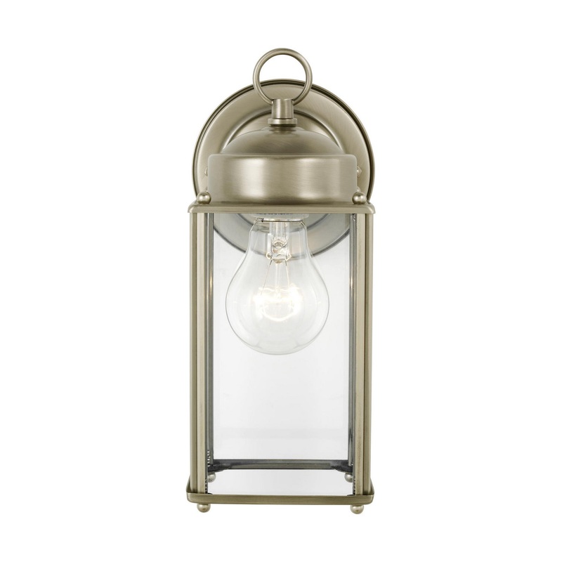 Generation Lighting 8593-965 New Castle One Light Outdoor Wall Lantern, Antique Brushed Nickel