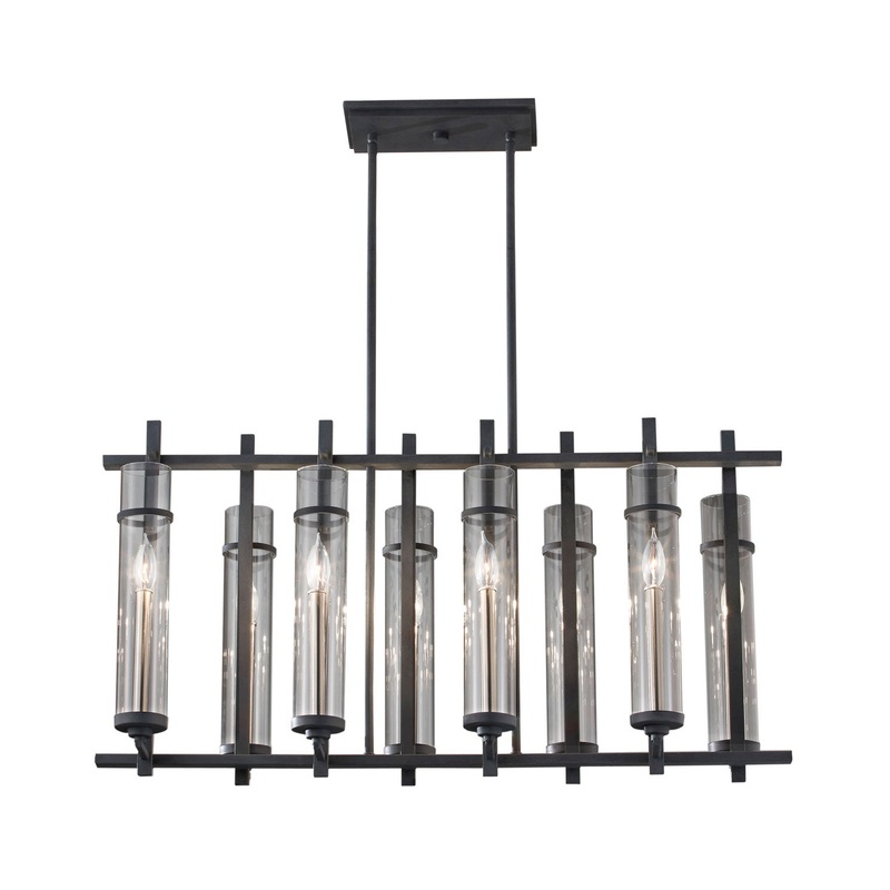 Generation Lighting F2630/8AF/BS Ethan Eight Light Chandelier, Antique Forged Iron / Brushed Steel