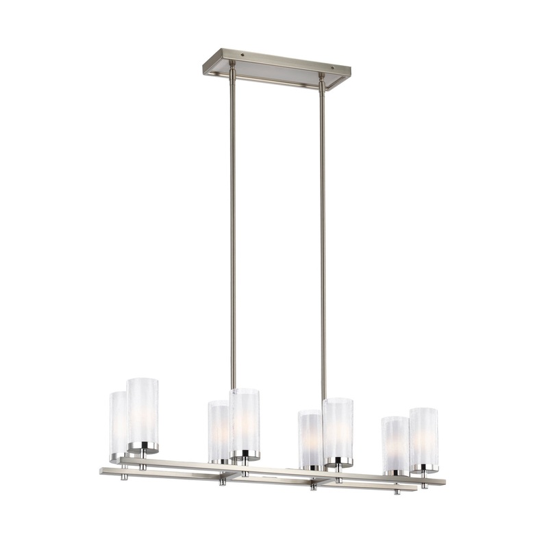 Generation Lighting F2986/8SN/CH Jonah Eight Light Island Chandelier, Satin Nickel / Chrome