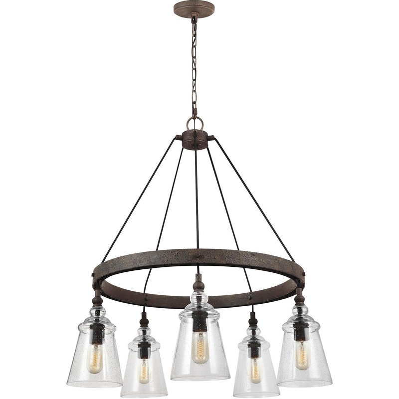 Generation Lighting F3169/5DWI Loras Five Light Chandelier, Dark Weathered Iron