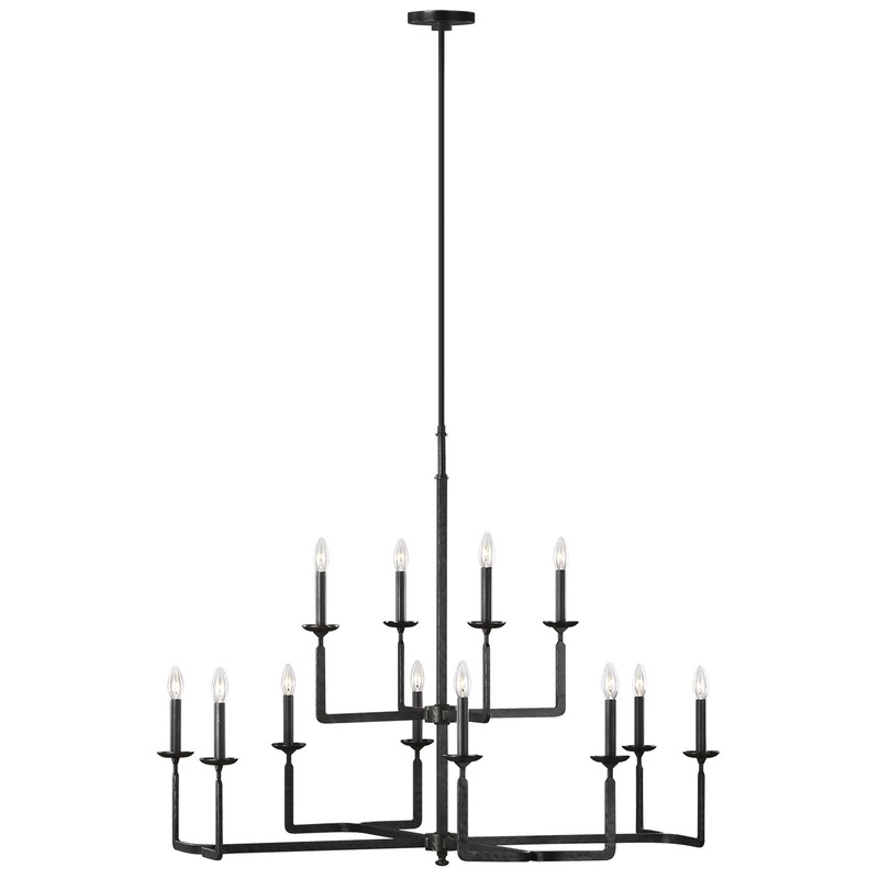 Generation Lighting F3290/12AI Ansley 12 Light Chandelier, Aged Iron