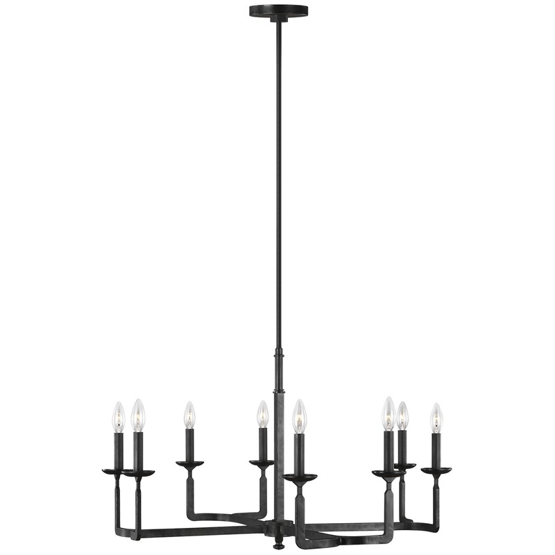 Generation Lighting F3291/8AI Ansley Eight Light Chandelier, Aged Iron